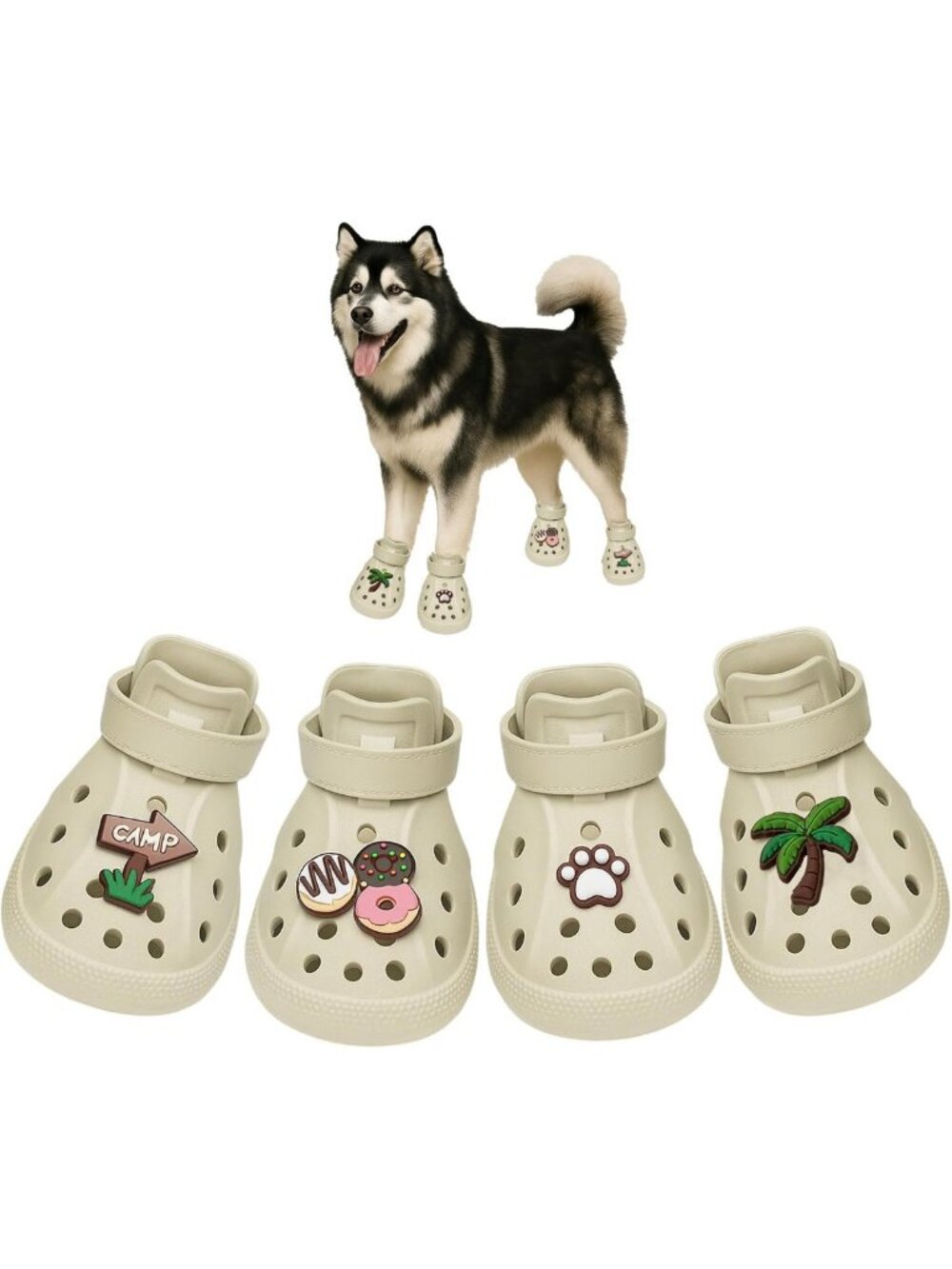 Non-Slip Waterproof Dog Sandals, Breathable Summer Boots with Adjustable Straps